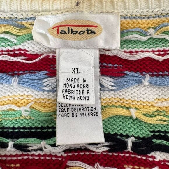 Talbots Women’s Button Up Colorful Sweater Size XL 100% Cotton - Picture 7 of 13